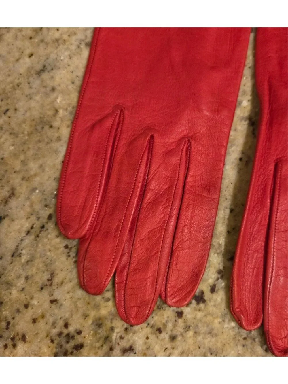 Vintage Womens Size M Red Soft Leather Formal Gloves Eyelet Wrist Italy